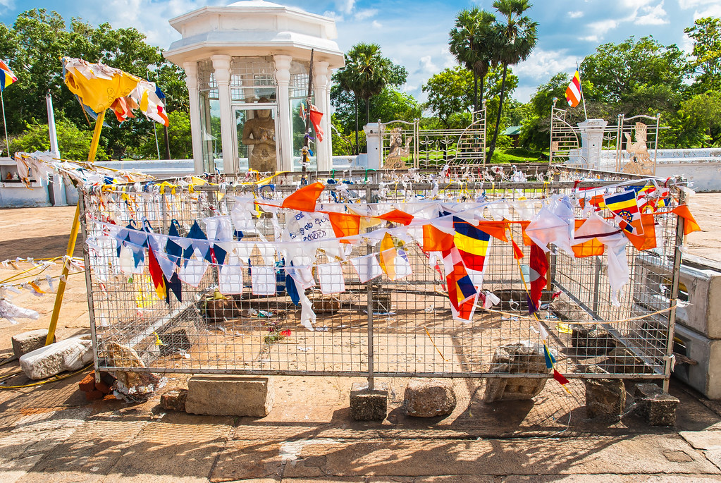 Prayer flags in Ruvanvalisaya, Maha Thupa, at Anuradhapura